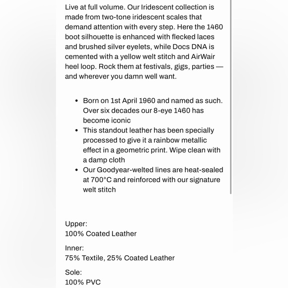 Dr. Martens 1460 Pascal iridescent ankle boots Size 9 - Picture 8 of 10